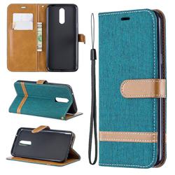Jeans Cowboy Denim Leather Wallet Case for LG K40 (LG K12+, LG K12 Plus) - Green