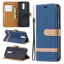 Jeans Cowboy Denim Leather Wallet Case for LG K40 (LG K12+, LG K12 Plus) - Dark Blue