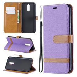 Jeans Cowboy Denim Leather Wallet Case for LG K40 (LG K12+, LG K12 Plus) - Purple