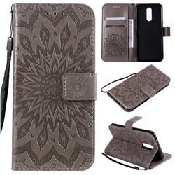 Embossing Sunflower Leather Wallet Case for LG K40 (LG K12+, LG K12 Plus) - Gray
