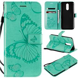 Embossing 3D Butterfly Leather Wallet Case for LG K40 (LG K12+, LG K12 Plus) - Green