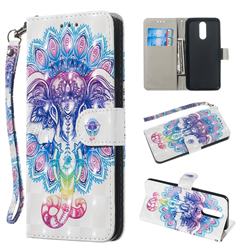 Colorful Elephant 3D Painted Leather Wallet Phone Case for LG K40 (LG K12+, LG K12 Plus)