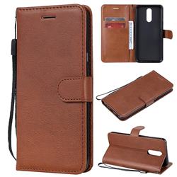 Retro Greek Classic Smooth PU Leather Wallet Phone Case for LG K40 (LG K12+, LG K12 Plus) - Brown
