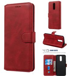 Retro Calf Matte Leather Wallet Phone Case for LG K40 (LG K12+, LG K12 Plus) - Red