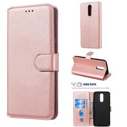 Retro Calf Matte Leather Wallet Phone Case for LG K40 (LG K12+, LG K12 Plus) - Pink
