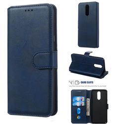 Retro Calf Matte Leather Wallet Phone Case for LG K40 (LG K12+, LG K12 Plus) - Blue