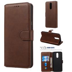 Retro Calf Matte Leather Wallet Phone Case for LG K40 (LG K12+, LG K12 Plus) - Brown