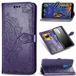 Embossing Imprint Mandala Flower Leather Wallet Case for LG K40 (LG K12+, LG K12 Plus) - Purple
