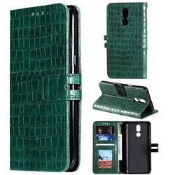 Luxury Crocodile Magnetic Leather Wallet Phone Case for LG K40 (LG K12+, LG K12 Plus) - Green