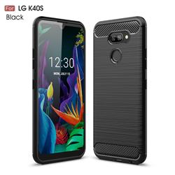 Luxury Carbon Fiber Brushed Wire Drawing Silicone TPU Back Cover for LG K40S - Black