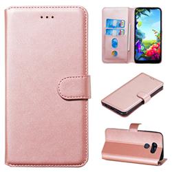 Retro Calf Matte Leather Wallet Phone Case for LG K40S - Pink