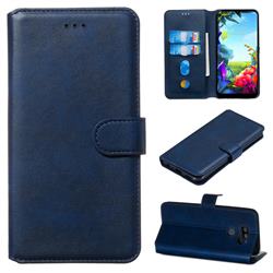 Retro Calf Matte Leather Wallet Phone Case for LG K40S - Blue