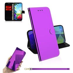Shining Mirror Like Surface Leather Wallet Case for LG K40S - Purple