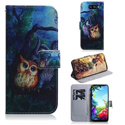 Oil Painting Owl PU Leather Wallet Case for LG K40S