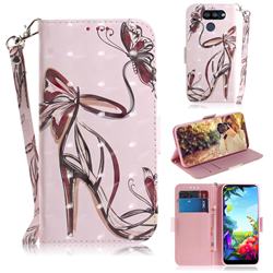 Butterfly High Heels 3D Painted Leather Wallet Phone Case for LG K40S