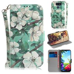 Watercolor Flower 3D Painted Leather Wallet Phone Case for LG K40S