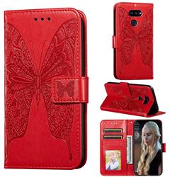 Intricate Embossing Vivid Butterfly Leather Wallet Case for LG K40S - Red