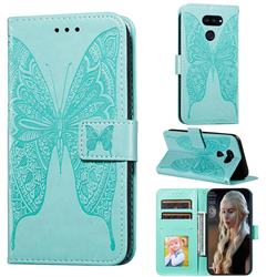 Intricate Embossing Vivid Butterfly Leather Wallet Case for LG K40S - Green