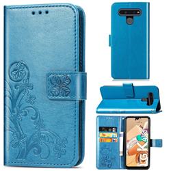 Embossing Imprint Four-Leaf Clover Leather Wallet Case for LG K41S - Blue