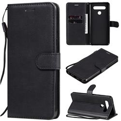 Retro Greek Classic Smooth PU Leather Wallet Phone Case for LG K41S - Black