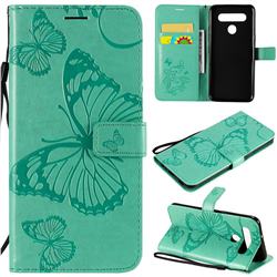 Embossing 3D Butterfly Leather Wallet Case for LG K41S - Green