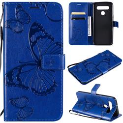 Embossing 3D Butterfly Leather Wallet Case for LG K41S - Blue