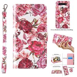 Red Flower 3D Painted Leather Wallet Case for LG K41S