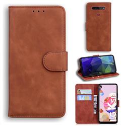Retro Classic Skin Feel Leather Wallet Phone Case for LG K41S - Brown