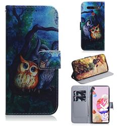 Oil Painting Owl PU Leather Wallet Case for LG K41S