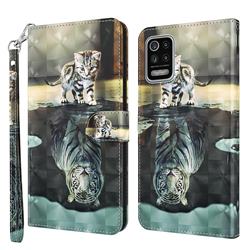 Tiger and Cat 3D Painted Leather Wallet Case for LG K42