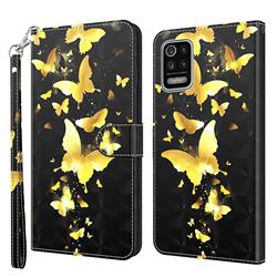 Golden Butterfly 3D Painted Leather Wallet Case for LG K42