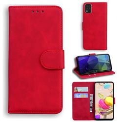 Retro Classic Skin Feel Leather Wallet Phone Case for LG K42 - Red