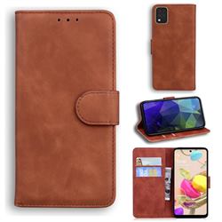 Retro Classic Skin Feel Leather Wallet Phone Case for LG K42 - Brown