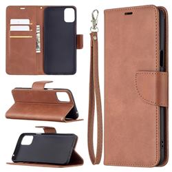 Classic Sheepskin PU Leather Phone Wallet Case for LG K42 - Brown
