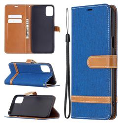 Jeans Cowboy Denim Leather Wallet Case for LG K42 - Sapphire