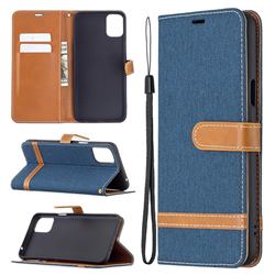 Jeans Cowboy Denim Leather Wallet Case for LG K42 - Dark Blue
