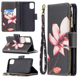 Lotus Flower Binfen Color BF03 Retro Zipper Leather Wallet Phone Case for LG K42