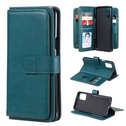 Multi-function Ten Card Slots and Photo Frame PU Leather Wallet Phone Case Cover for LG K42 - Dark Green