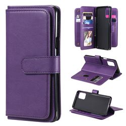 Multi-function Ten Card Slots and Photo Frame PU Leather Wallet Phone Case Cover for LG K42 - Violet