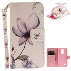 Magnolia Flower Hand Strap Leather Wallet Case for LG K4 (2017) M160 Phoenix3 Fortune