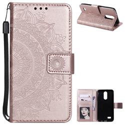 Intricate Embossing Datura Leather Wallet Case for LG K4 (2017) M160 Phoenix3 Fortune - Rose Gold