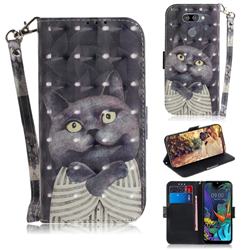 Cat Embrace 3D Painted Leather Wallet Phone Case for LG K50