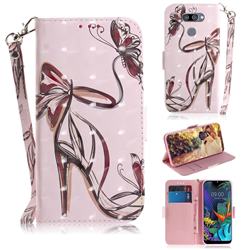 Butterfly High Heels 3D Painted Leather Wallet Phone Case for LG K50