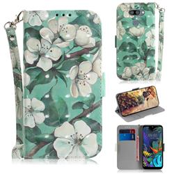 Watercolor Flower 3D Painted Leather Wallet Phone Case for LG K50