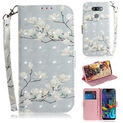 Magnolia Flower 3D Painted Leather Wallet Phone Case for LG K50
