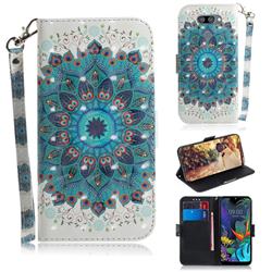 Peacock Mandala 3D Painted Leather Wallet Phone Case for LG K50