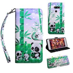 Eating Bamboo Pandas 3D Painted Leather Wallet Case for LG K50