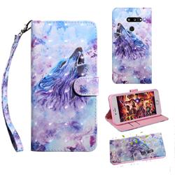 Roaring Wolf 3D Painted Leather Wallet Case for LG K50