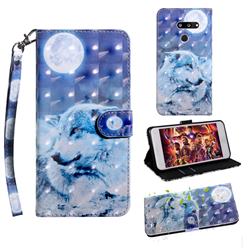Moon Wolf 3D Painted Leather Wallet Case for LG K50