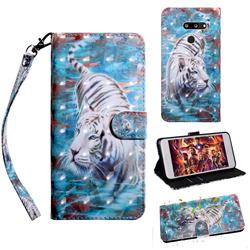 White Tiger 3D Painted Leather Wallet Case for LG K50